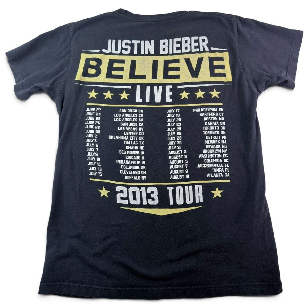 justin bieber believe live 2013 tour graphic concert tee shirt black medium - Picture 5 of 9